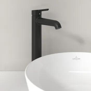 Baterie baie pentru lavoar cu ventil click-clack, negru mat, VilleroyBoch Skyla 250 imagine