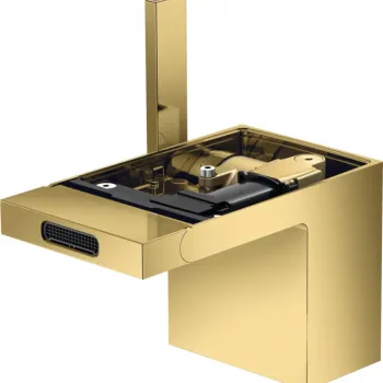 Baterie bideu auriu lucios cu ventil click-clack inclus Hansgrohe Axor MyEdition imagine