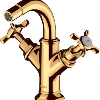 Baterie bideu auriu lucios, dubla comanda, ventil pop-up inclus, Hansgrohe Axor Montreux imagine