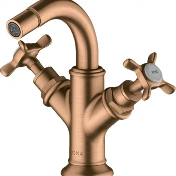 Baterie bideu bronz periat, dubla comanda, ventil pop-up inclus, Hansgrohe Axor Montreux imagine