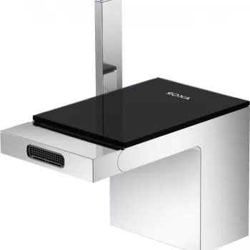 Baterie bideu crom sticla neagra cu ventil click-clack inclus Hansgrohe Axor MyEdition imagine