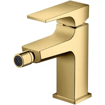 Baterie bideu culoare auriu lucios, Hansgrohe, cu ventil click-clack, Metropol imagine