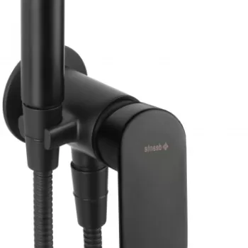 Baterie bideu culoare negru, premixare apa calda-rece, Deante cu para dus bideu, Alpinia imagine