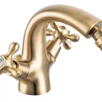 Baterie bideu FDesign Lacrima, dubla comanda, ventil inclus, bronz periat imagine