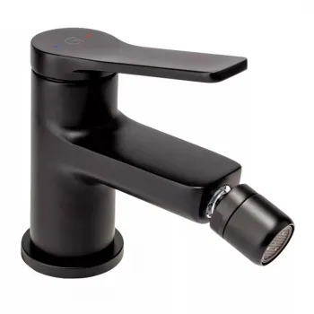 Baterie bideu FDesign Seppia cu ventil, negru mat imagine