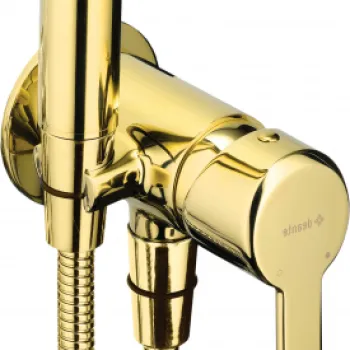 Baterie bideu incastrata cu para de dus culoare auriu lucios Deante, Arnika imagine