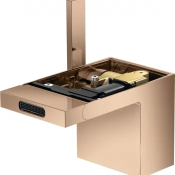 Baterie bideu red gold lucios cu ventil click-clack inclus Hansgrohe Axor MyEdition imagine