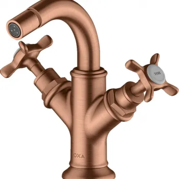 Baterie bideu red gold periat, dubla comanda, ventil pop-up inclus, Hansgrohe Axor Montreux imagine