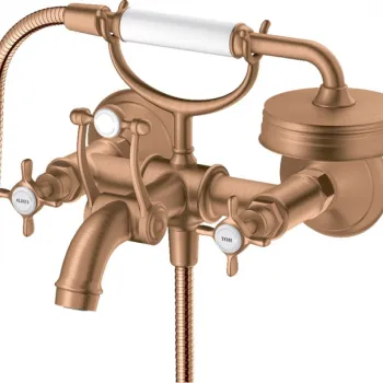 Baterie cada bronz periat cu para si furtun dus, dubla comanda, Hansgrohe Axor Montreux imagine