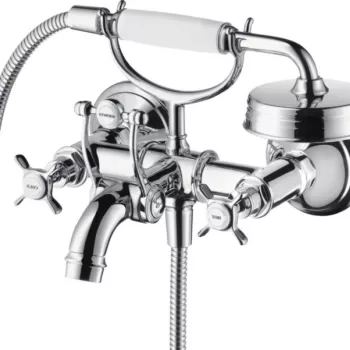 Baterie cada crom cu para si furtun dus, dubla comanda, Hansgrohe Axor Montreux imagine