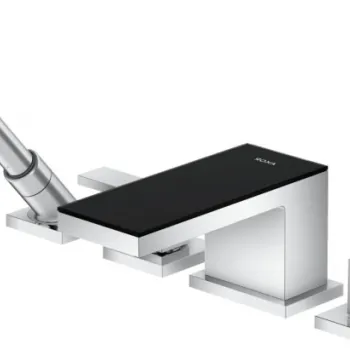 Baterie cada crom sticla neagra cu 4 orificii Hansgrohe Axor MyEdition imagine