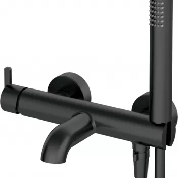 Baterie cada culoare neagra cu para si furtun dus Deante Silia imagine