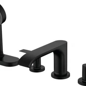 Baterie cada culoare negru mat cu 4 orificii si sBox, Hansgrohe Vivenis imagine