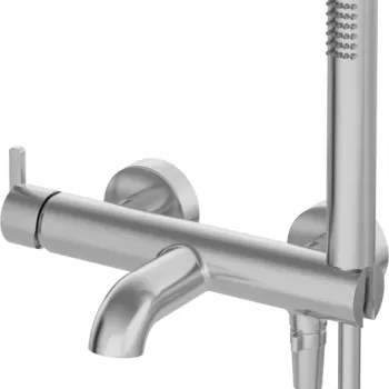 Baterie cada culoare otel slefuit cu para si furtun dus Deante Silia imagine