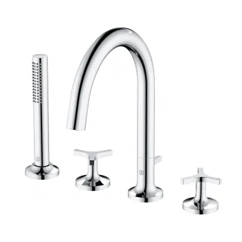 Baterie cada-dus cu 4 orificii Kludi Nova Fonte, manere stea, crom lucios imagine