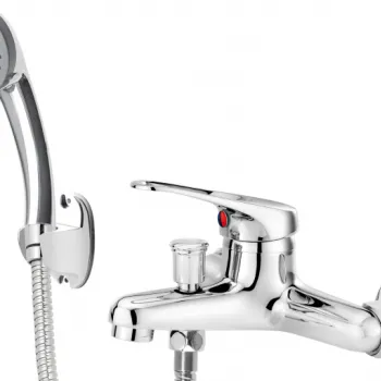 Baterie cada-dus Deante Lobo cu para dus, furtun si suport fix, crom lucios imagine