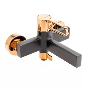 Baterie cada - dus FDesign Zaffiro, monocomanda, negru mat rose gold lucios imagine