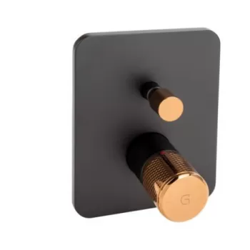 Baterie cada - dus incastrata FDesign Ardesia, corp incastrat inclus, negru mat rose gold lucios imagine