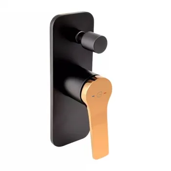 Baterie cada - dus incastrata FDesign Seppia, corp incastrat inclus, negru mat rose gold lucios imagine