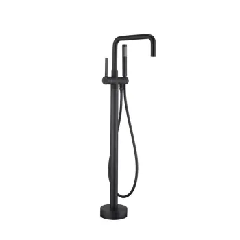 Baterie cada freestanding negru mat, pipa pivotanta 360 de grade Foglia Gobi imagine