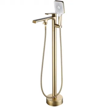 Baterie cada freestanding Rea Hass, auriu periat imagine