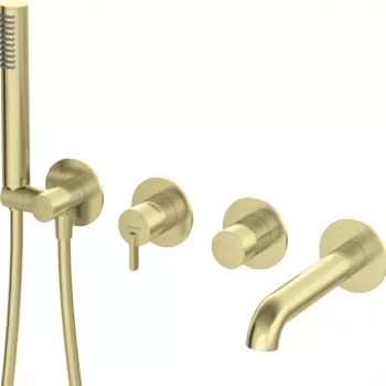 Baterie cada incastrata culoare auriu periat cu 4 orificii Deante Silia imagine