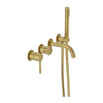 Baterie cada incastrata termostatata , auriu periat, 4 iesiri, pipa fixa 15,3 cm, LaVita Verdi imagine