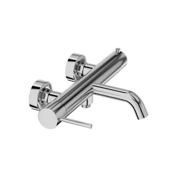 Baterie cada montaj pe perete, crom lucios, din alama sanitara, pipa fixa 19.8 cm, LaVita Verdi imagine