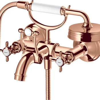 Baterie cada red gold lucios cu para si furtun dus, dubla comanda, Hansgrohe Axor Montreux imagine
