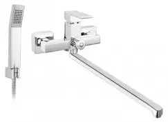 Baterie cada sau dus crom, cu set de dus inclus, Zicco, cu pipa lunga Ferro imagine