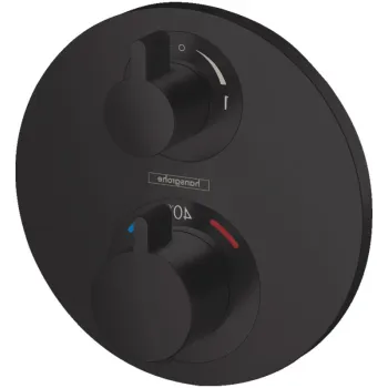 Baterie cada sau dus termostatata culoare negru mat Hansgrohe, Ecostat S imagine