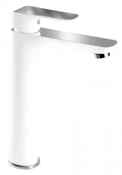 Baterie chiuveta baie inalta cu ventil click-clack culoare alb Ferro Tina imagine