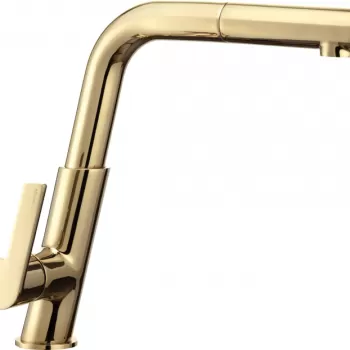 Baterie chiuveta bucatarie auriu lucios cu dus extractibil, Deante Silia imagine