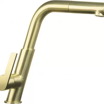 Baterie chiuveta bucatarie auriu periat cu dus extractabil, Deante Silia imagine