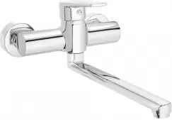 Baterie chiuveta bucatarie crom cu montare perete Deante Tubo imagine