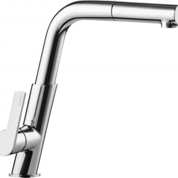 Baterie chiuveta bucatarie crom lucios cu dus extractibil, Deante Silia imagine