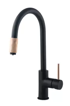 Baterie chiuveta bucatarie cu conexiune la filtru de apa neagra, Aster, Deante imagine