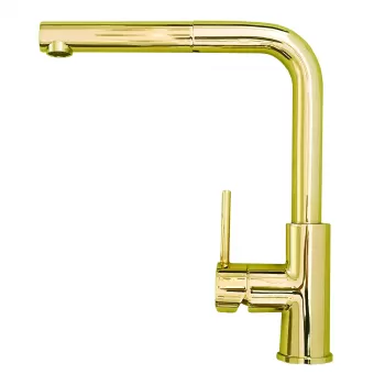 Baterie chiuveta bucatarie cu dus extractibil, auriu, Zeos Monarch imagine