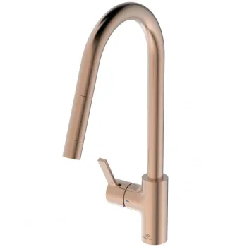 Baterie chiuveta bucatarie cu dus extractibil Ideal Standard Gusto cupru sunset rose imagine