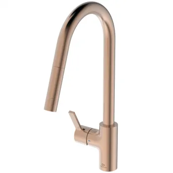 Baterie chiuveta bucatarie cu dus extractibil Ideal Standard Gusto cupru sunset rose imagine