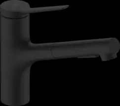 Baterie chiuveta bucatarie cu dus extractibil negru mat, monocomanda Hansgrohe Zesis M33 74803670 imagine