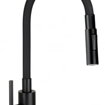 Baterie chiuveta bucatarie cu dus extractibil si pipa flexibila Deante Luno, negru mat imagine