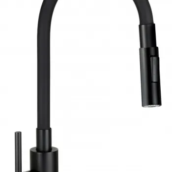 Baterie chiuveta bucatarie cu dus extractibil si pipa flexibila Deante Luno, negru mat imagine