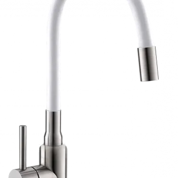 Baterie chiuveta bucatarie cu pipa flexibila, alb, Alveus Flexa imagine