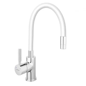 Baterie chiuveta bucatarie cu pipa flexibila alb mat Ferro Zumba imagine