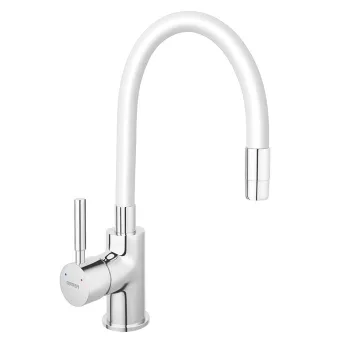 Baterie chiuveta bucatarie cu pipa flexibila alb mat Ferro Zumba imagine