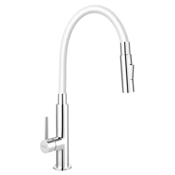 Baterie chiuveta bucatarie cu pipa flexibila alb mat Ferro Zumba Slim 2F imagine