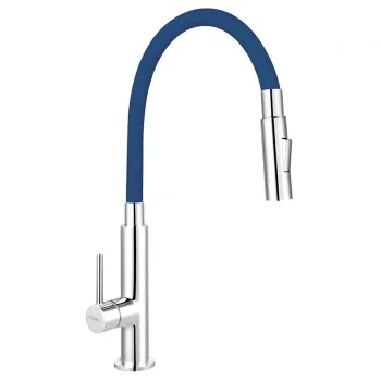 Baterie chiuveta bucatarie cu pipa flexibila albastru mat Ferro Zumba Slim 2F imagine