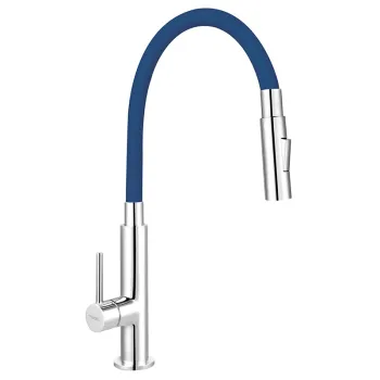 Baterie chiuveta bucatarie cu pipa flexibila albastru mat Ferro Zumba Slim 2F imagine