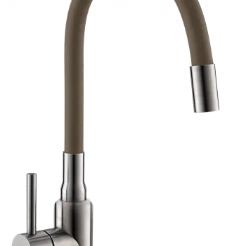 Baterie chiuveta bucatarie cu pipa flexibila, bej, Alveus Flexa imagine